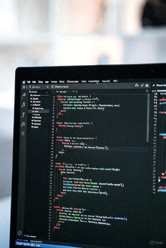 VS Code를 시각화 하여 정보전달을 위해 AI를 활용해 만든 이미지입니다.